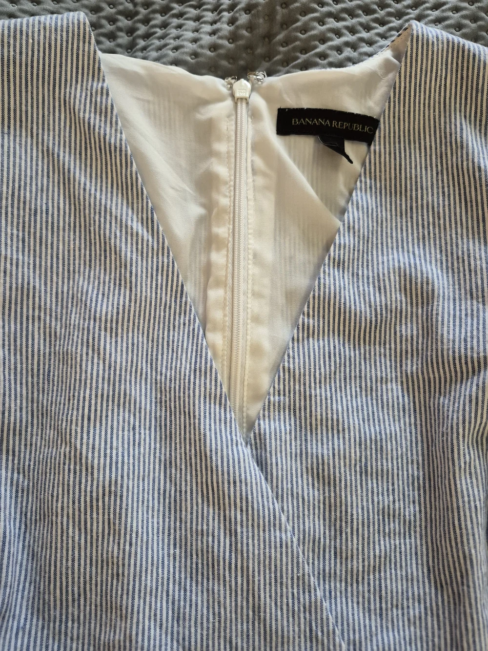Banana Republic Light Blue Striped Wrap Linen Blend Romper - 8